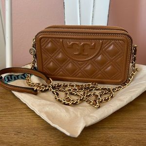 Authentic Tory Burch Flemming double zip crossbody bag